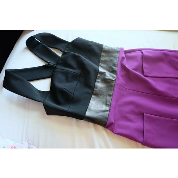 J Mendel bodycon dress with leather waist line - Picture 3 of 6